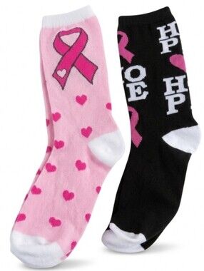 Pink & Black Breast Cancer Awareness Socks - 2 Pair